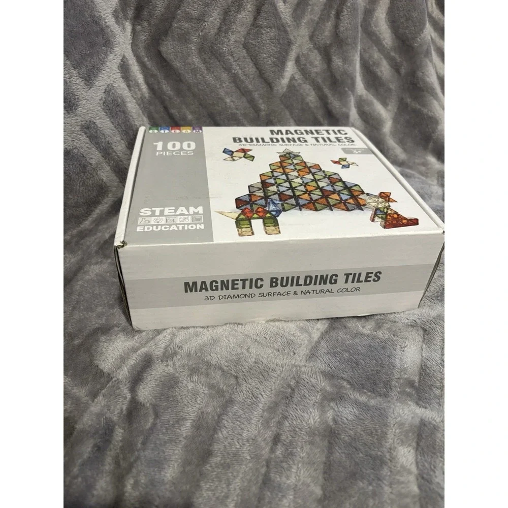 UREC Magnetic Tiles, 100 PCS Magnetic Blocks for Kids- Sealed